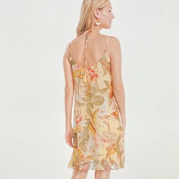 NWOT WHBM Yellow Tropical Print Slip Dress Size 0 - Picture 15 of 15